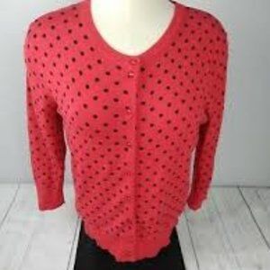 Cable & Gauge Red & Black Polka Dots Cardigan NWT